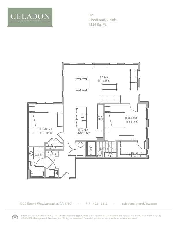 D2 Floor Plan - Celadon at Grandview Apartment Homes