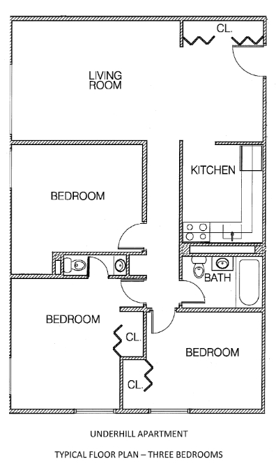 3BR/1.5BA - Underhill Apartments