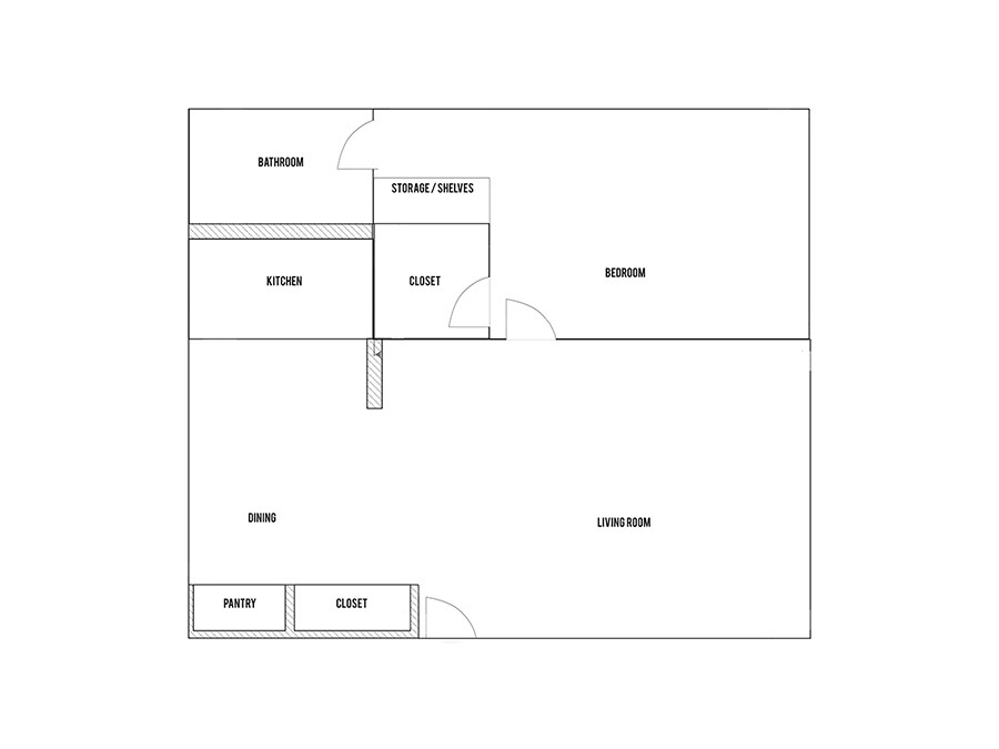 Plan de planta de 1 habitación - Garden Grove Apartments