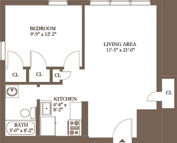 1BR/1BA - Executive Arms