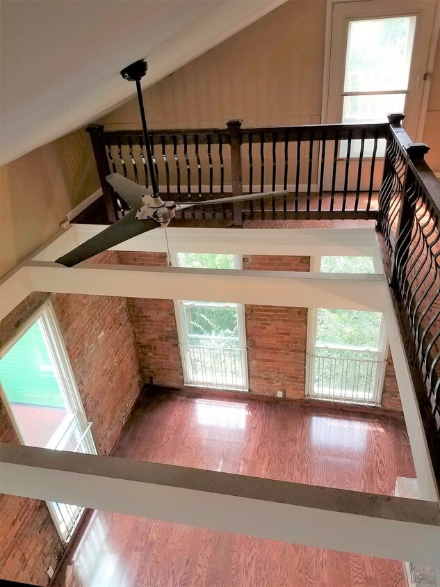 View from loft down into living room - 1877 Walker St