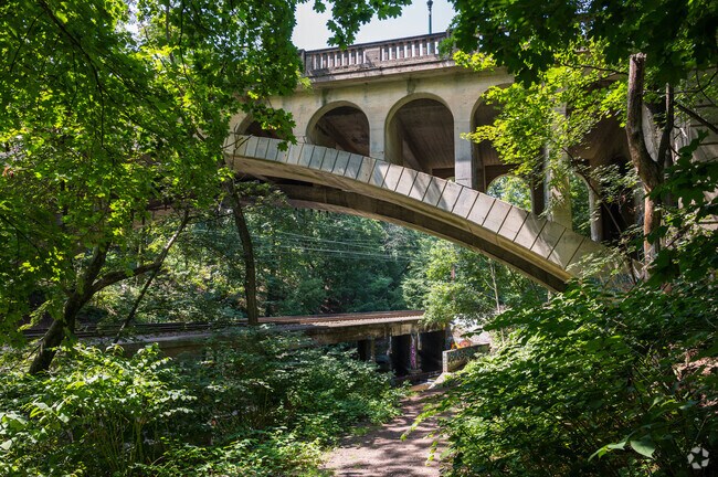 Trails in Glen Ridge follow the Second River and pass under scenic bridges.