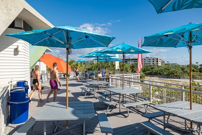 Siesta Key Beach features a sundeck with concessions and shaded picnic seating.