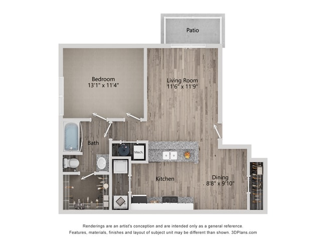A2_1Bed_1Bath_752 Sq Ft - The Quarry Apartments