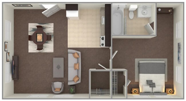 Plano de planta de un dormitorio - Mayfair Garden Apartments