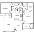 Two Bedroom, One Bathroom, 935 SQFT