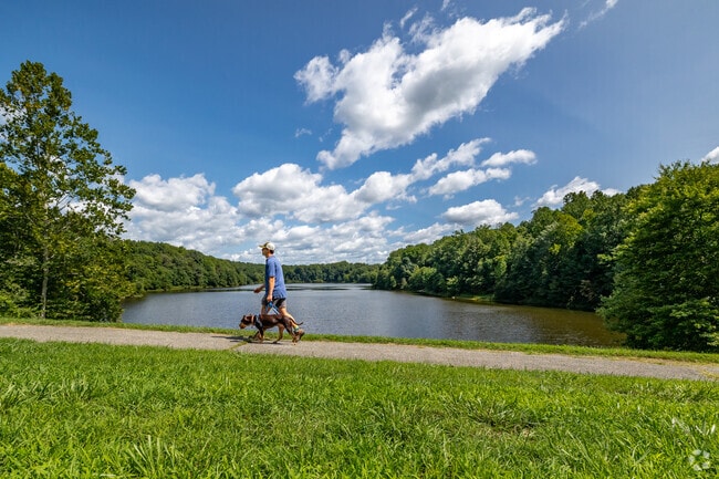Pups and their owners love long walks around the Lake Bernard Frank Trail.