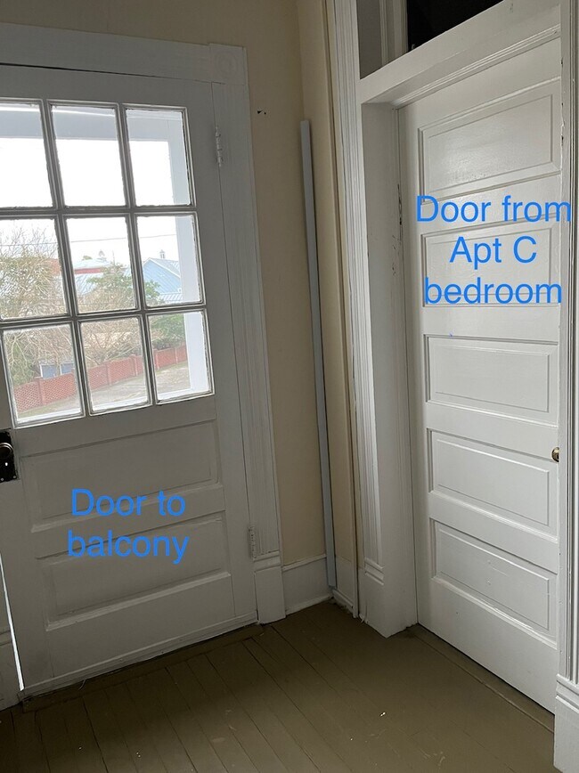 Back Door - Apt C from BR to balcony or to bypass middle Bonus bedroom - 512 Queen St