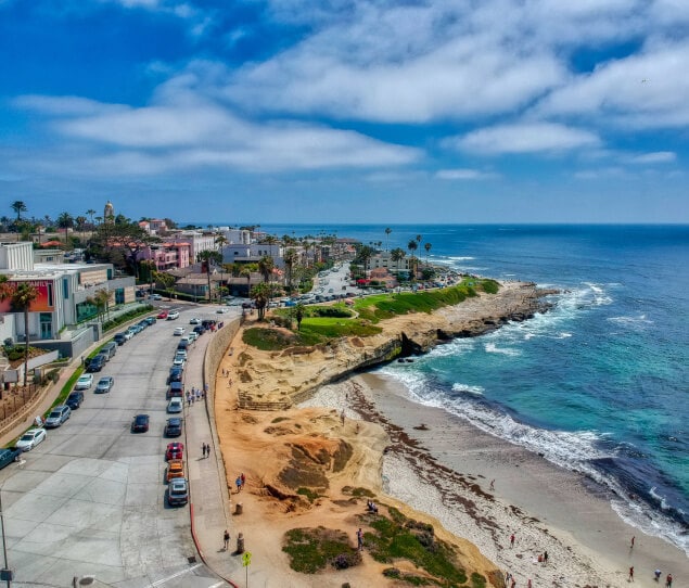 Shops lining the street