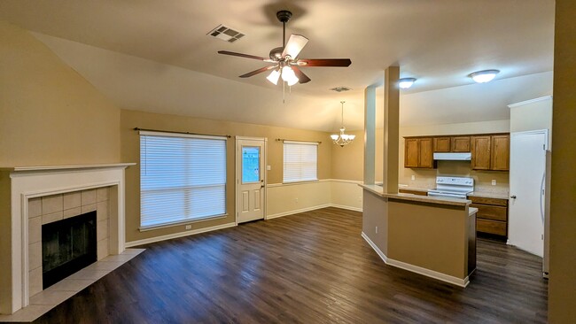 Living area, dining and kitchen - 1718 Wood Creek Dr