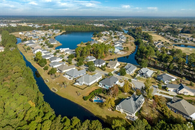 Homes in Plantation Lakes are located near green space and water.