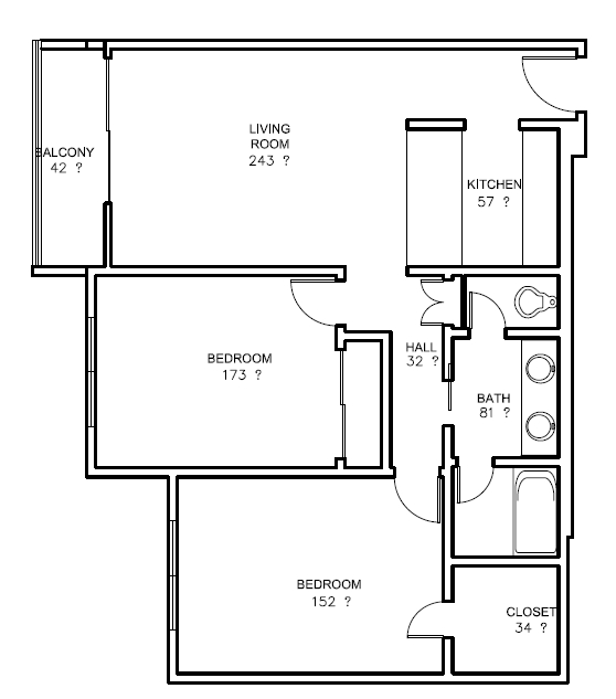 2BR/1BA - Centennial Apartments