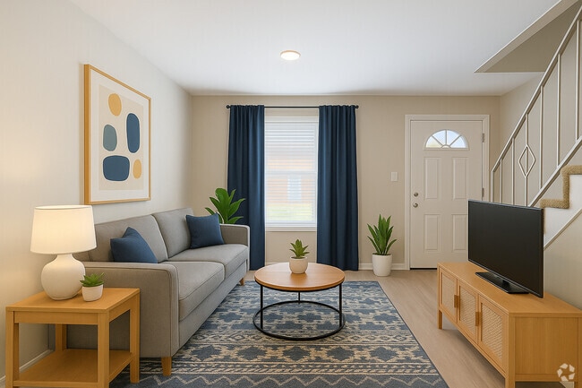 2BR 1.5BA Townhome Living Room - Ashby Gardens