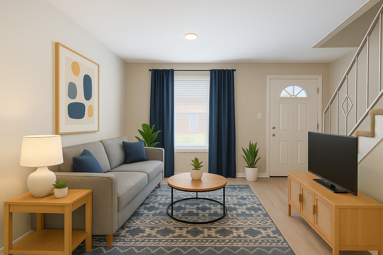 2BR 1.5BA Townhome Living Room - Ashby Gardens