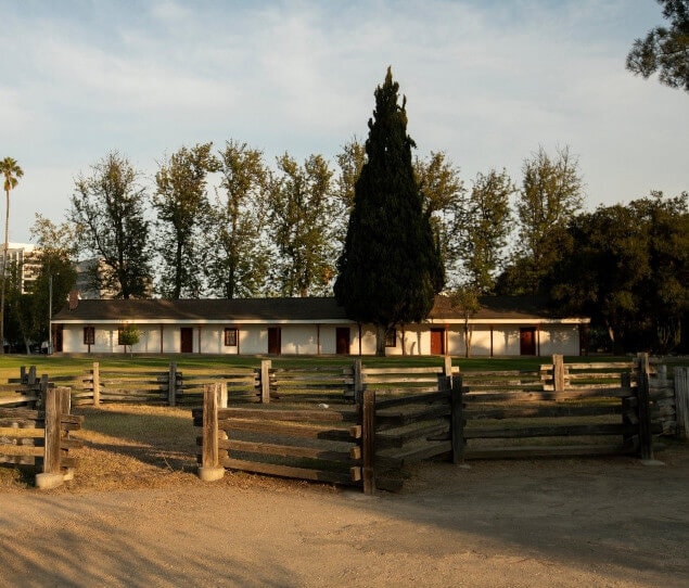 Sunset view of historic park in the Encino neighborhood