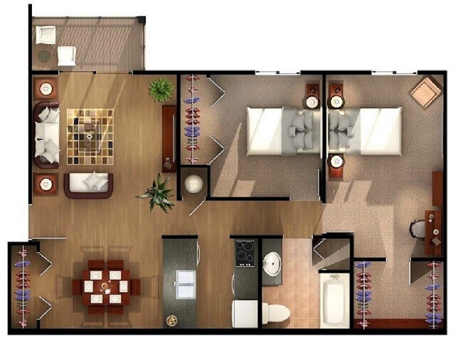 Carr Apartments – 2 Bedroom-1 bath