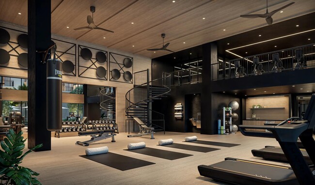 Get fit in the club-quality fitness studio with spin bikes and TRX system. - Modera Scottsdale