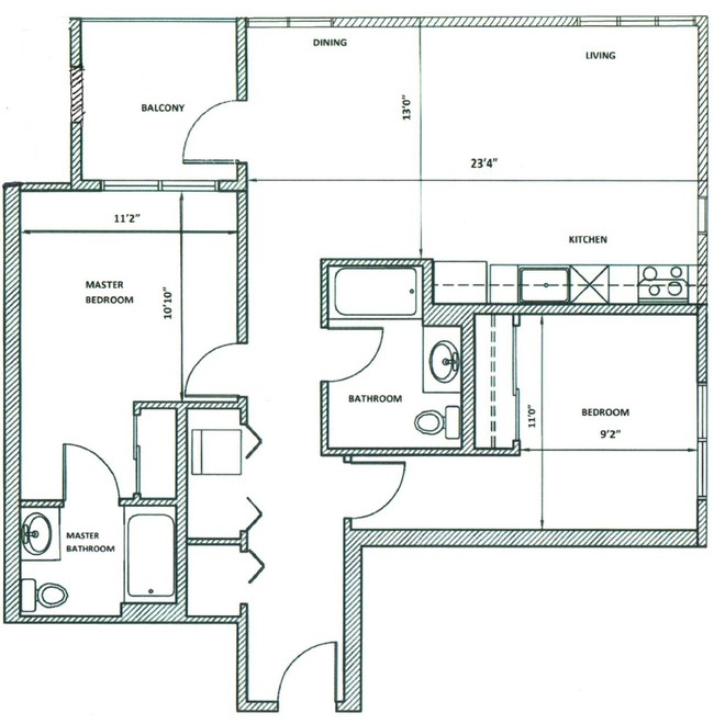 2x2D - Apartamento de dos habitaciones y dos baños mirando al oeste - Moreland Crossing