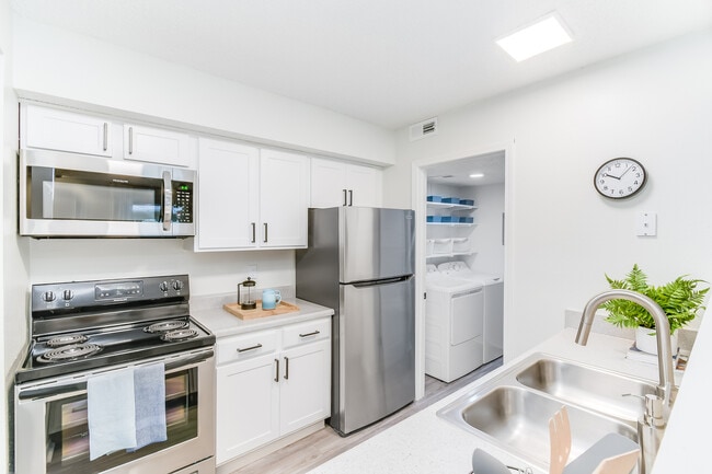 Kitchen with Stainless Steel Appliances and Built-In Microwave - Diamond Interior - Dylan Apartments