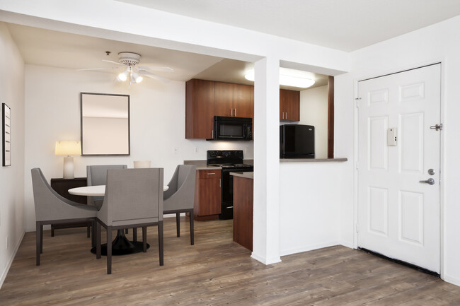 Dining area and kitchen with hard surface flooring - eaves Pleasanton