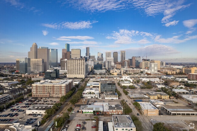 Downtown Houston can be seen from Midtown.