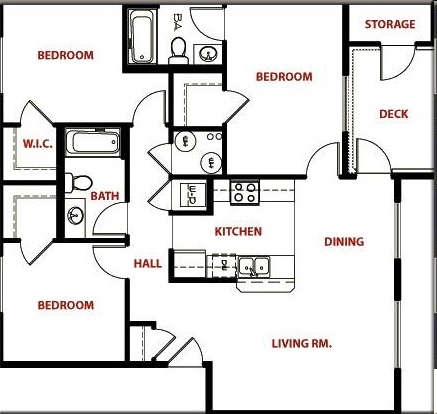 3HAB/2BA - Brookside Park Apartments