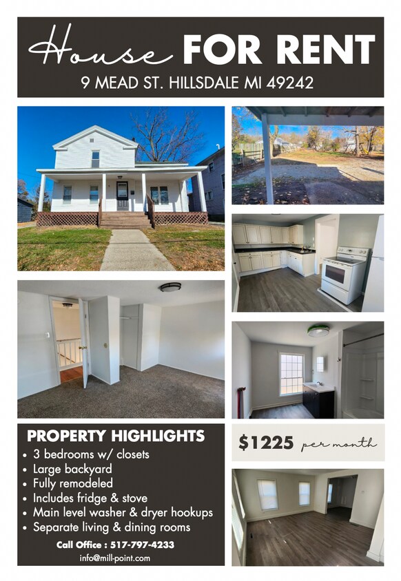 9 Mead St, Hillsdale, MI 49242 House Rental in Hillsdale, MI