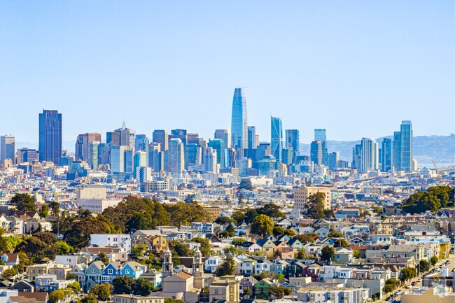 Downtown San Francisco can be seen from the Excelsior neighborhood.