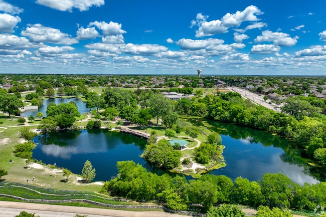 Residents enjoy beautiful views of the water in Bethany Lakes Park.