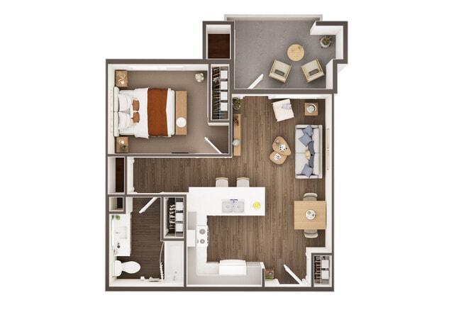Plano de planta del dormitorio A1-1 - The Cascalote Senior Apartments