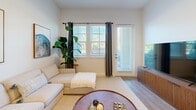 Located in Ellenton, FL, this two-bedroom, three-bathroom single-floor home offers a thoughtfully designed layout with contemporary finishes throughout. The kitchen is a standout feature, showcasing floor-to-ceiling dark cabinetry, white quartz countertops, a full suite of stainless steel appliances, a subway tile backsplash, and a generous island with seating—all set atop light wood-style flooring illuminated by recessed lighting. The open layout connects seamlessly to the living room, which is filled with natural light from large windows and a glass door, creating a warm and inviting atmosphere. The primary bedroom is a comfortable retreat, featuring a ceiling fan, multiple windows with outdoor views, and access to a walk-in closet equipped with wire shelving systems. The second bedroom offers a clean, airy feel with hardwood-style floors and ample natural light. All three bathrooms are finished with marble-look tile surrounds; one features a glass-enclosed shower while another includes a full tub-shower combination. The clean, neutral palette of white walls and light flooring runs throughout the home, creating a cohesive and modern aesthetic well-suited to the Florida lifestyle.