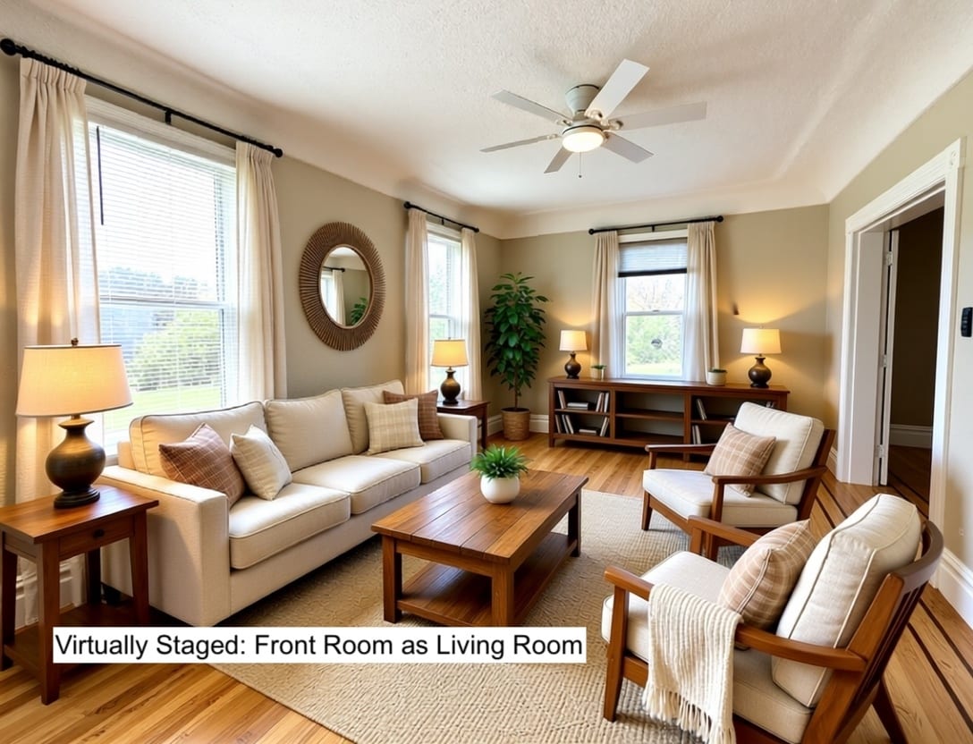 Front Room - Virtually staged as a Living Room - 414 Kentucky St