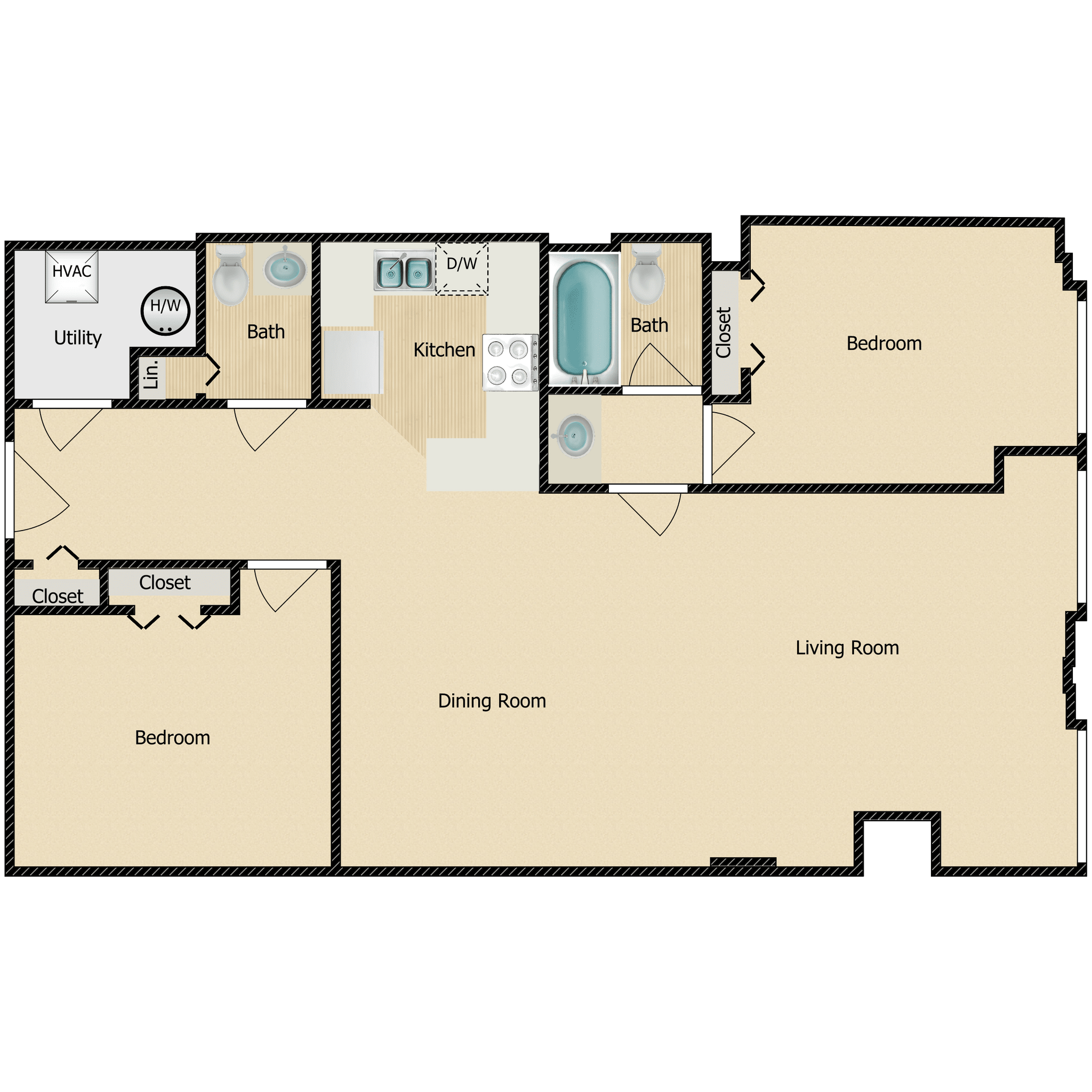 Apartments at Nautica – 2 Bed 1.5 Bath D