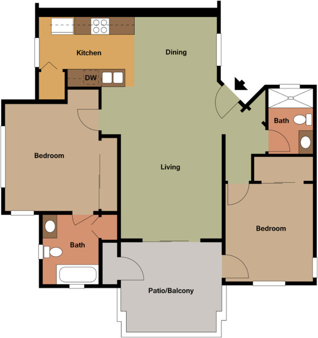 Plano de planta B1 | 976 pies cuadrados - Forge Homestead Apartments