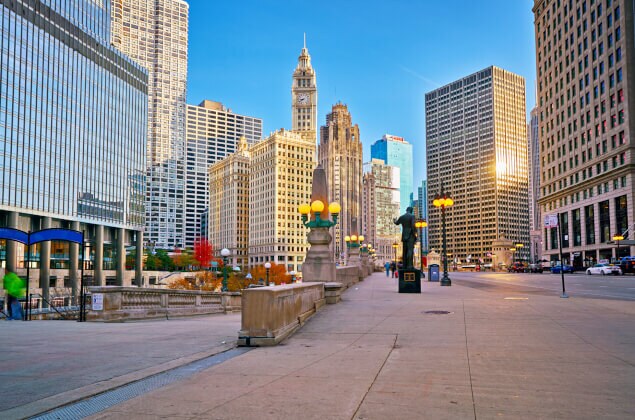 Downtown Chicago's popular Riverwalk