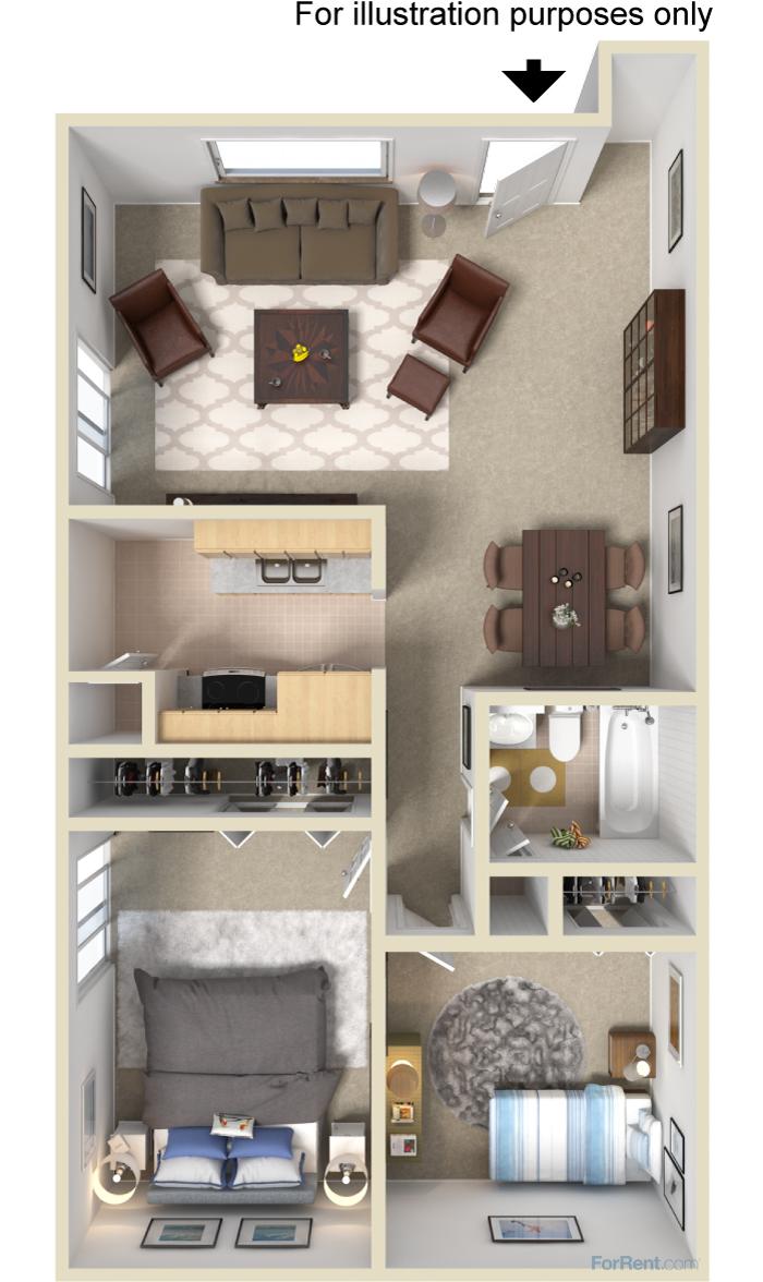 Evergreen Village Apartments & Townhouses – 2 Bedroom Apartment