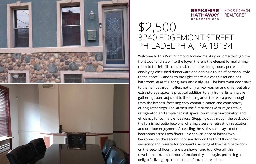 3240 Edgemont St, Philadelphia, PA 19134 House Rental in Philadelphia