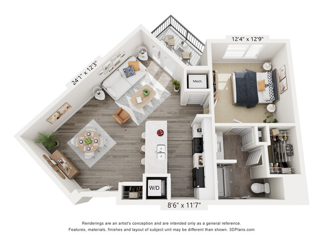 One Bedroom Vale Floorplan - Element Apartments at Celebration Pointe