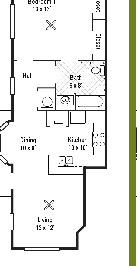 1HAB/1BA - Liberty Green