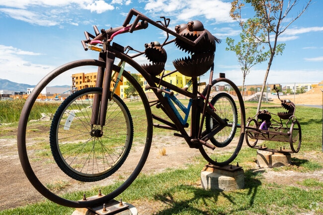 A bicycle sculpture displayed in South Jordan, UT.