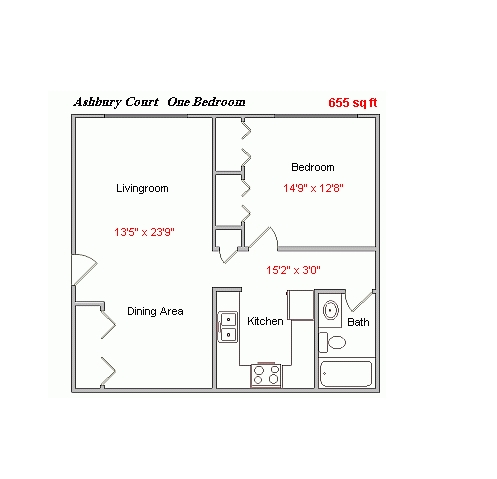 1BR/1BA - Ashbury Court