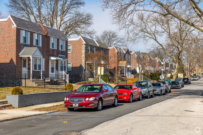 Tree lined streets provide shade to twin home living options in Drexel Hill.