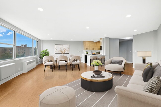 Virtually staged living room (Option 1) - 12 Old Mamaroneck Rd