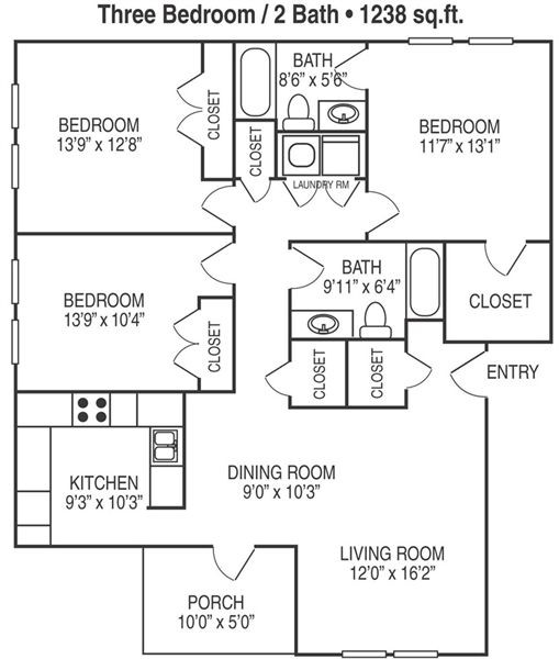 Plano de planta - Weaver Fields Apartments