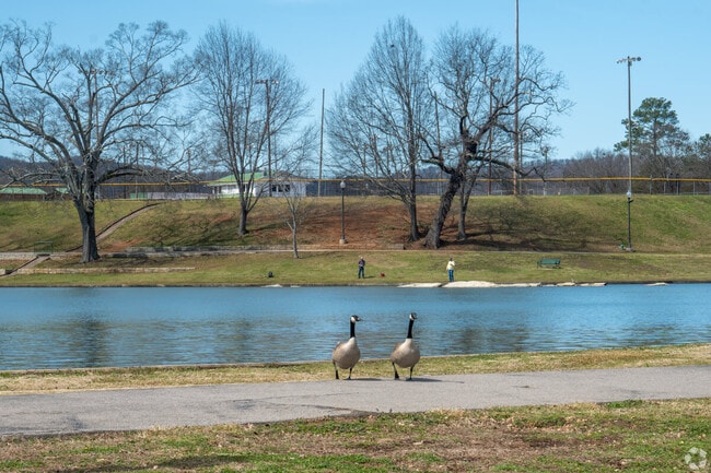 Paved trails make for easy walking around Oxford Lake.