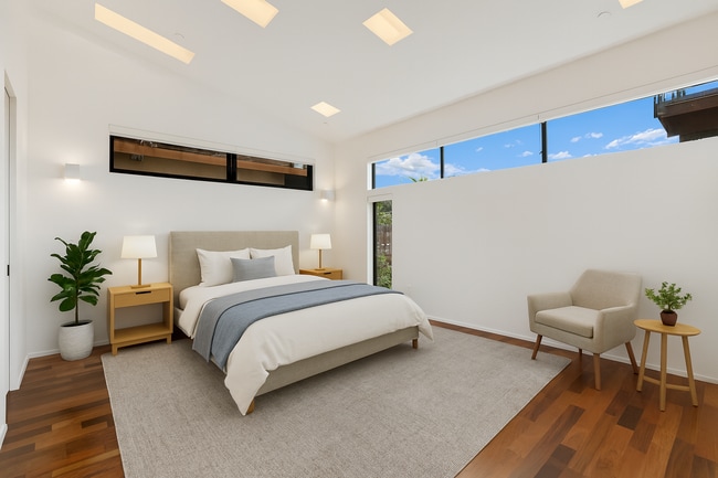 Master bedroom virtually staged with California King. - 4640 Del Monte Ave