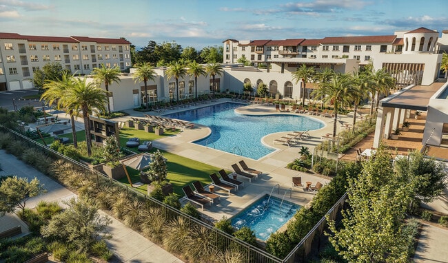 Resort-Style Pool and Spa with lounge chairs - Montessa Heights