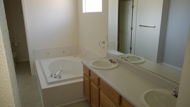 Five piece master bath with dual sinks and soaking tub. - 5000 East Boardwalk Drive