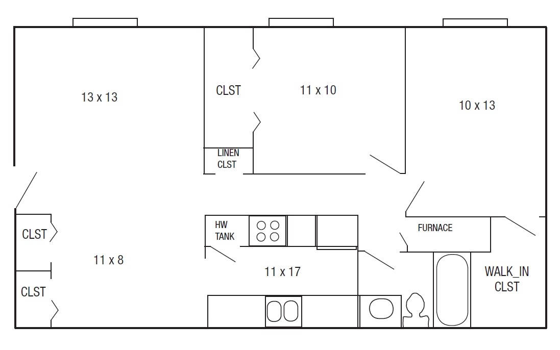 Grant Street Apartments – Grant: 2 Bed 1 Bath - Upgraded