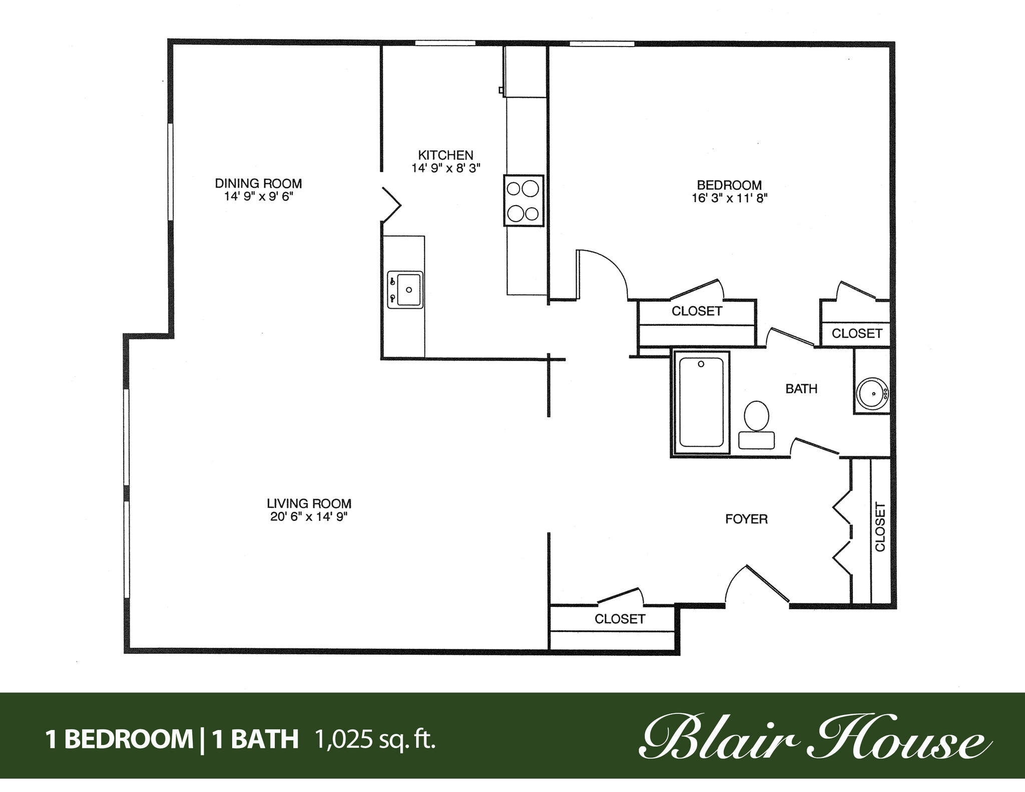 Blair House Apartments – 1 BED 1 BATH